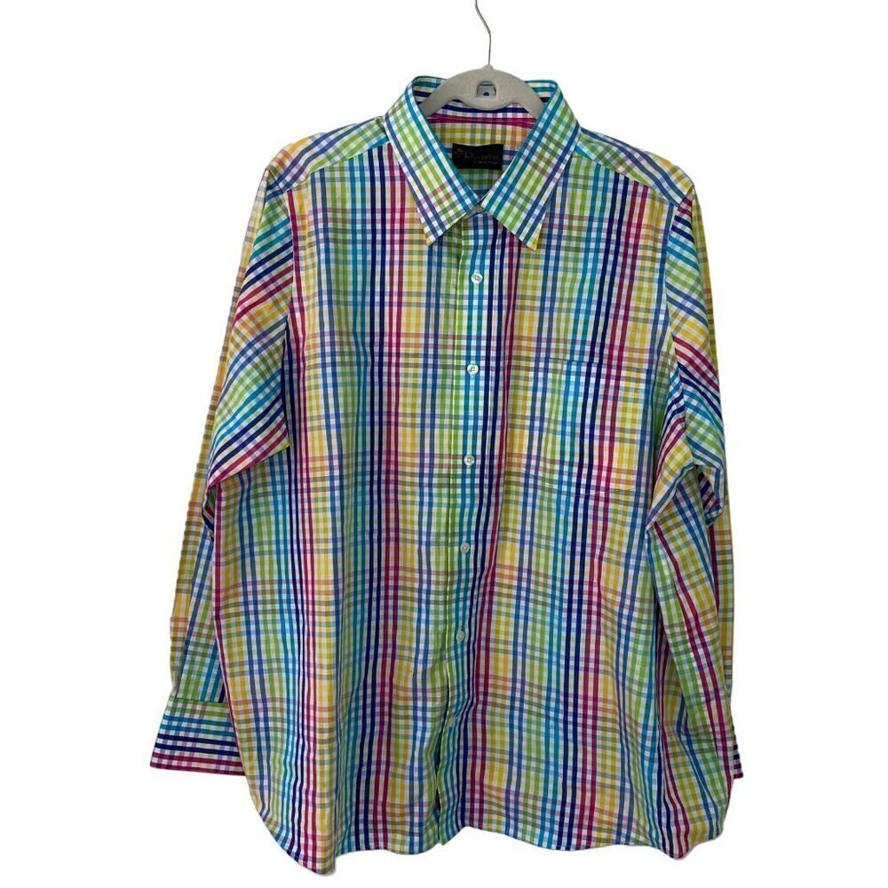 Rosenthal of Palm Springs Mens Shirt Size XL Multicolor Cotton Gingham Button Up